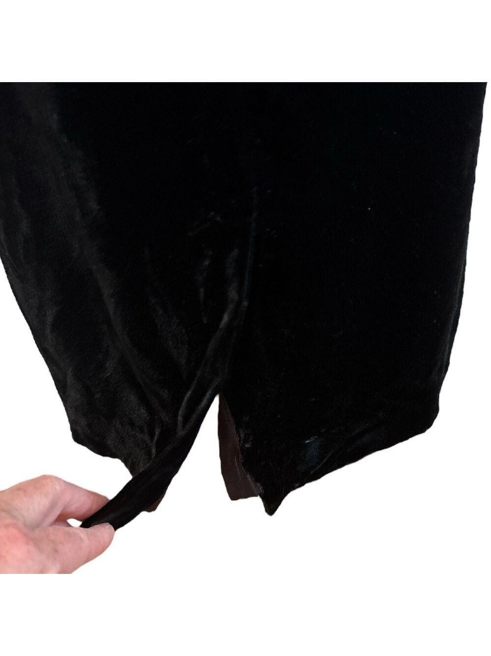 NWT 90s STEPHANIE QUELLER VELVET BLACK MIDI PENCIL SKIRT LUXURY SZ 14W - Picture 6 of 8